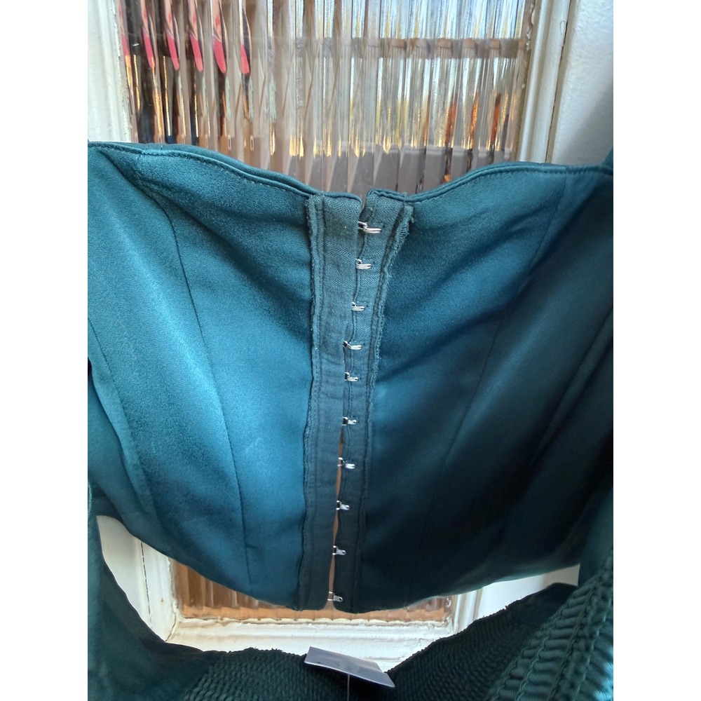 Urban Outfitters Teal Blue Maddie Bustier Corset Hook Eye Crop Top Size Small - Picture 6 of 9